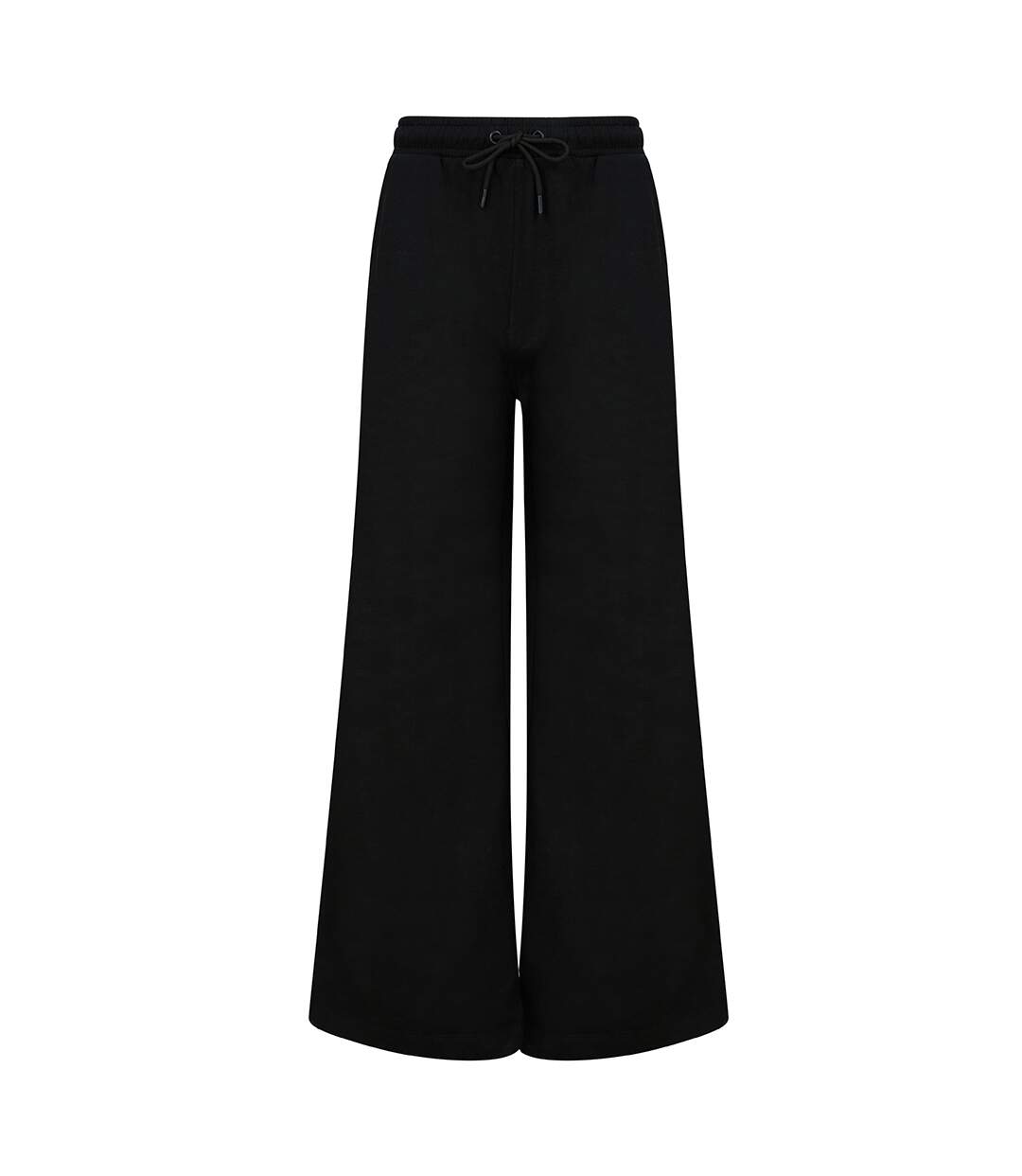 Womens/ladies Sustainable Wide Leg Jogging Bottoms Black Skinni Fit-1