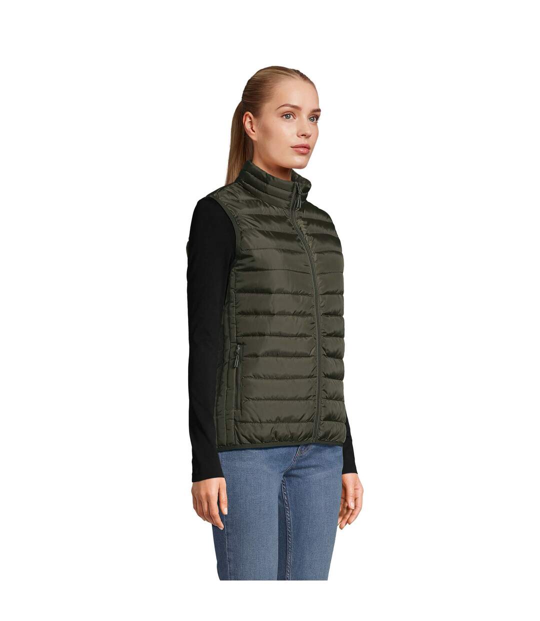 Veste Sans Manches Stream Femme Kaki SOLS-3