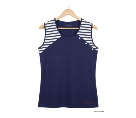 Tee-shirt sans manches TF192M Mode Directe : Débardeur fantaisie 100% coton au look marin