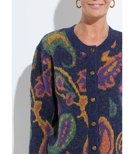 Gilet chaud court boutonné jacquard avec laine