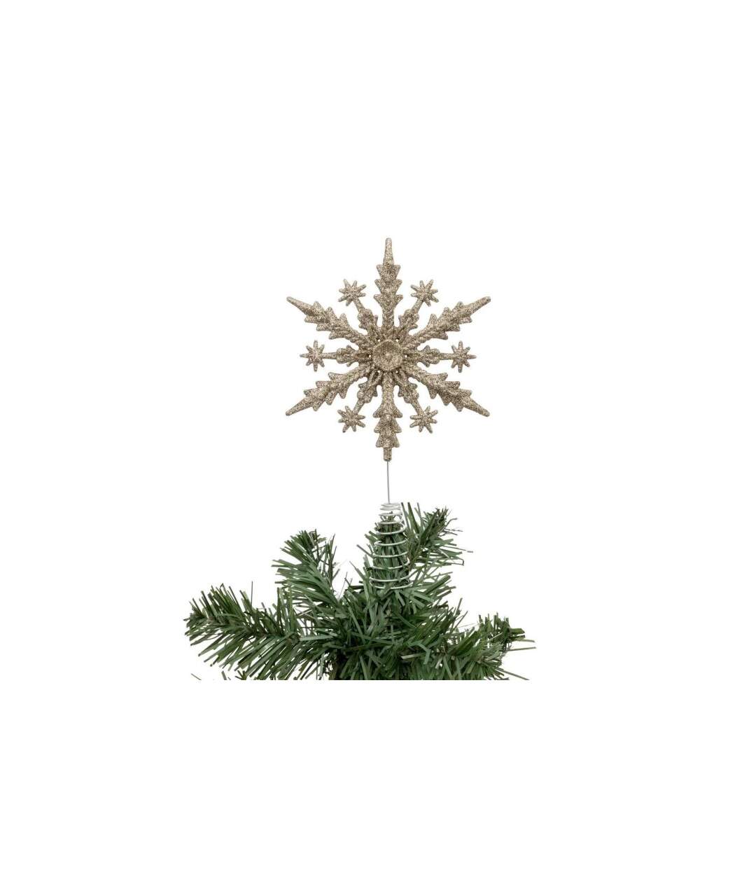 Cimier de Sapin Pailleté Flocon 23cm Or-2