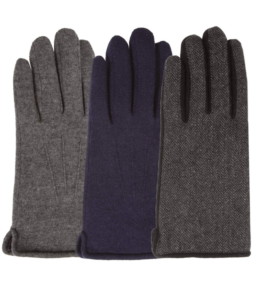 Isotoner Gants homme tactiles en laine, doublés imitation micro- imitation fourrure-2