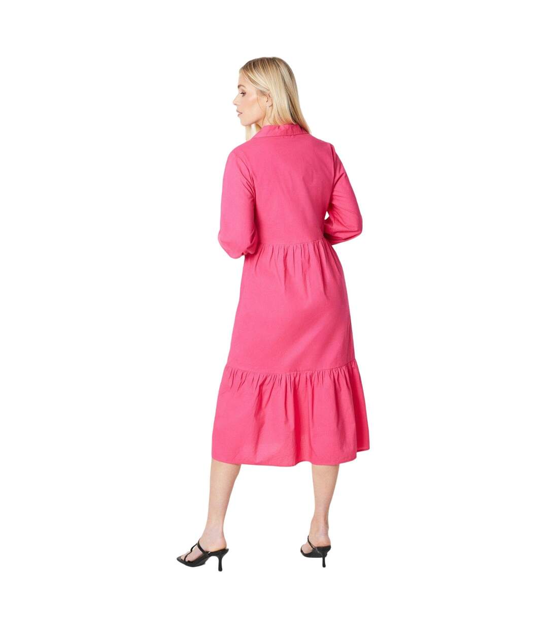 Womens/ladies poplin petite midi shirt dress raspberry Debenhams-2