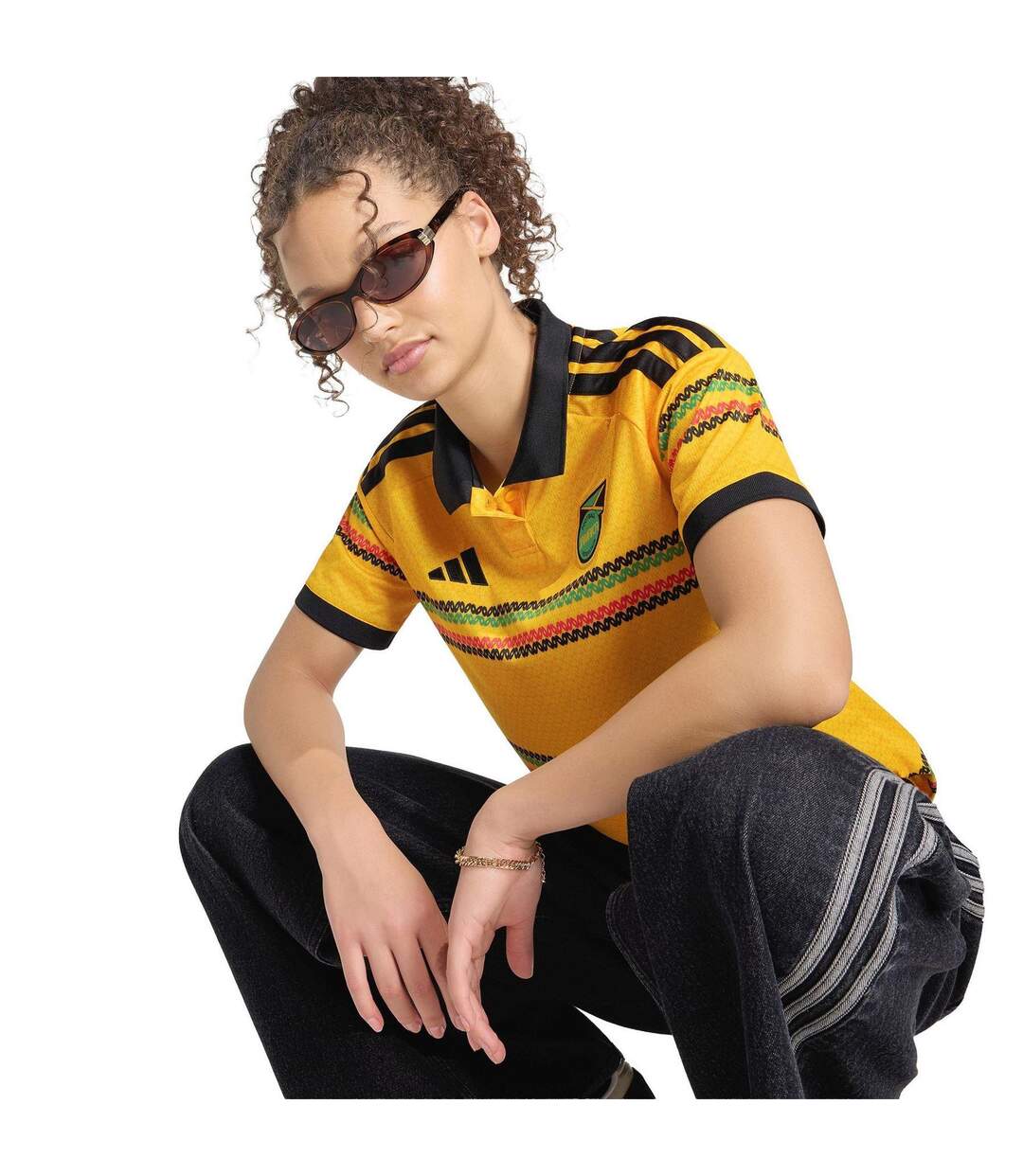 Womens/ladies Bob Marley 2026 Jamaica Home Shirt Gold Green Adidas-4
