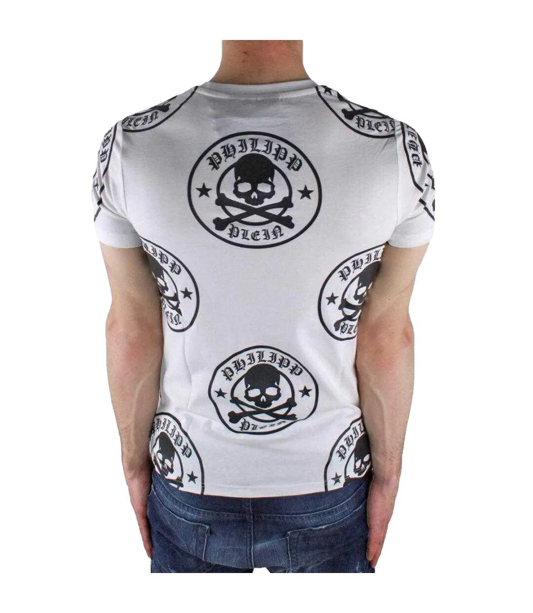 Mens Multi Logo T-shirt White Philipp Plein-2