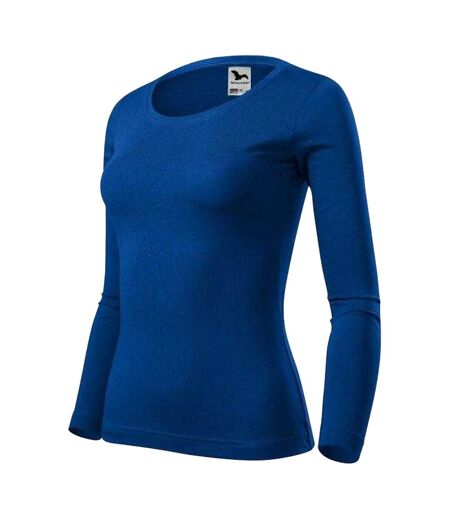 T-shirt Manches Longues Motif/style Uni Femme Bleu Roi Malfini