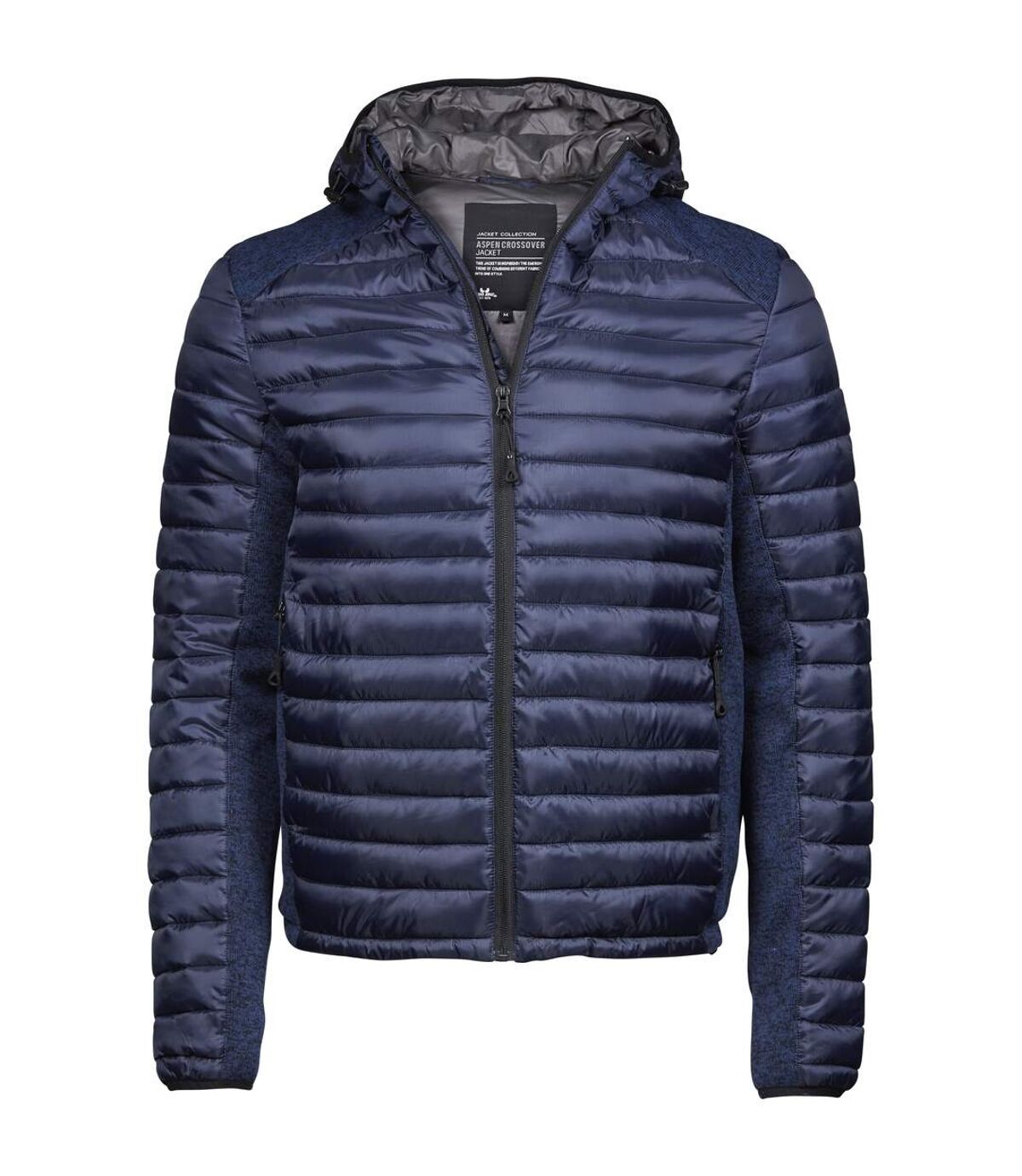 Tee Jays Mens Crossover Hooded Padded Outdoor Jacket (Navy/Navy Melange)