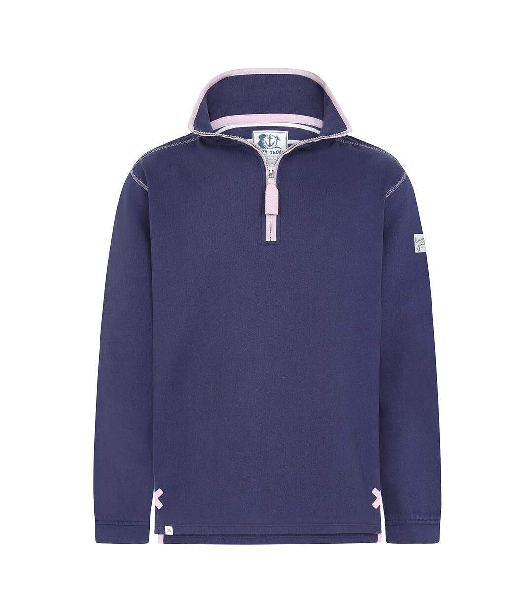 Womens/ladies Quarter Zip Sweatshirt Twilight Pink Lazy Jacks-2