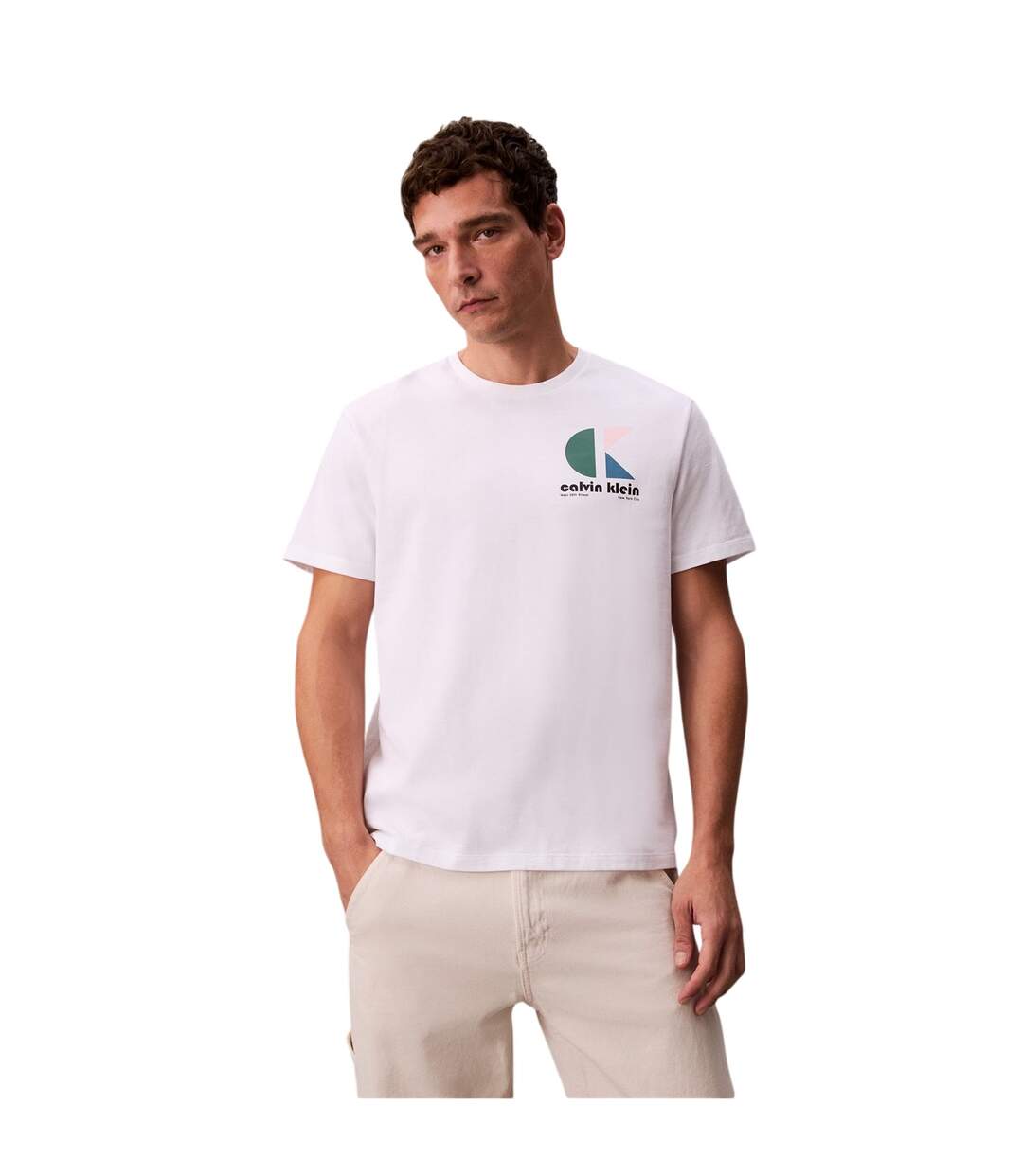 T-shirt Motif/style Logo Homme Blanc Calvin Klein-1