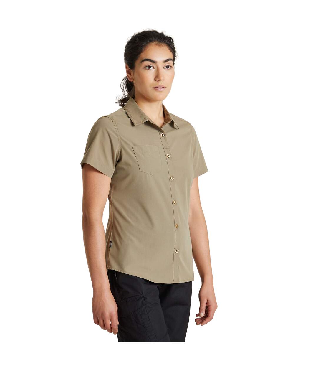 Womens/ladies Expert Kiwi Short-sleeved Shirt Pebble Craghoppers-3