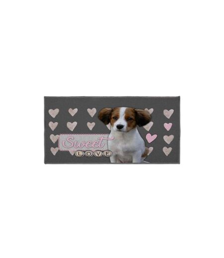 Tapis Rectangle Love Doggy 57x115cm Gris