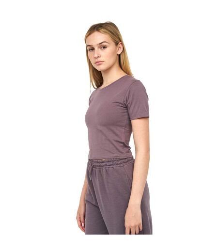 Womens/ladies Tilly Crop T-shirt Charcoal Mauve Juice