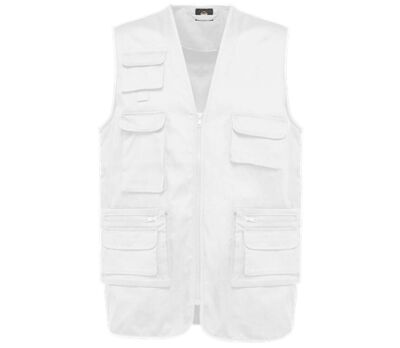 Gilet sans manches multipoches polycoton - Unisexe - WK609 - blanc