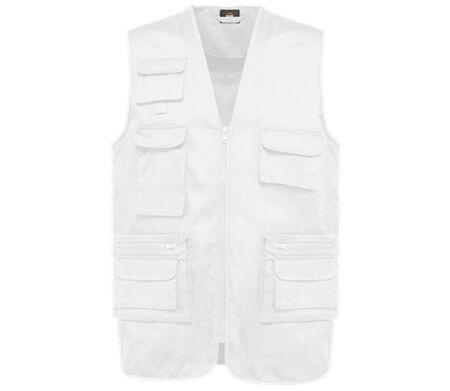 Gilet sans manches multipoches polycoton - Unisexe - WK609 - blanc