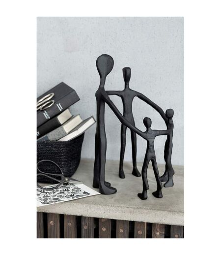 Statuette Déco Famille en Cercle 31cm Noir