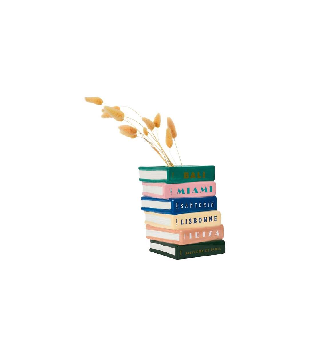 Vase Design Livres Escapade 18cm Multicolore-4