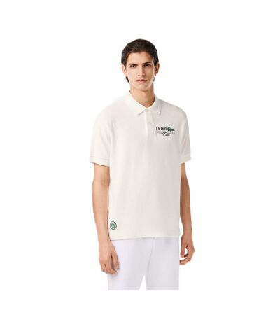 Mens Roland Garros Edition Terrycloth Relaxed Fit Polo Shirt Cream Lacoste