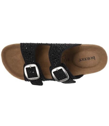Isotoner Sandales femme à doubles brides ultra confortables, semelle intérieure cuir