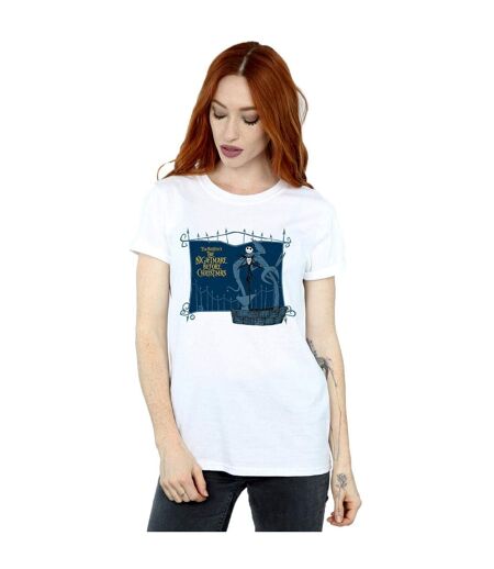 Disney Womens/Ladies Nightmare Before Christmas Jack And The Well Cotton Boyfriend T-Shirt (Blanc) - UTBI41565
