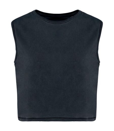 T-shirt crop sans manches écoresponsable - Femme - PAT342 - gris foncé Washed Coal