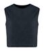 T-shirt crop sans manches écoresponsable - Femme - PAT342 - gris foncé Washed Coal-1
