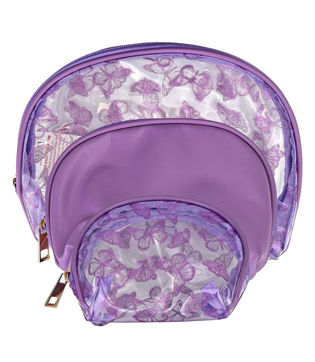 3 Piece Ladies Butterfly Print Cosmetic Bag Set Makeup Toiletry Travel Bags-5