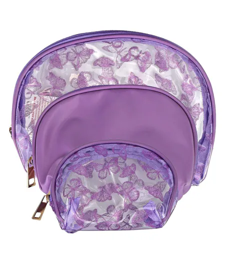 3 Piece Ladies Butterfly Print Cosmetic Bag Set Makeup Toiletry Travel Bags