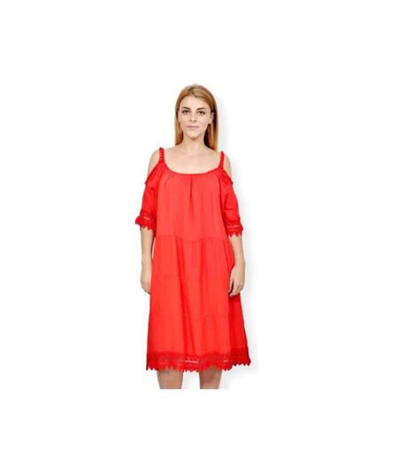 Robe femme sans manche - Rouge  - Grande taille