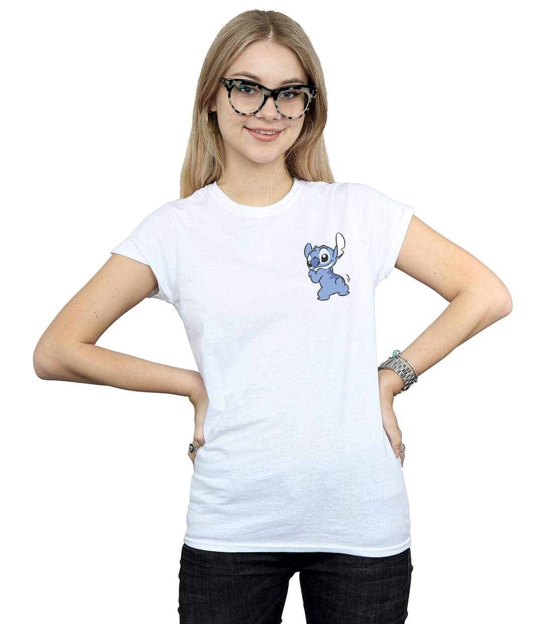 Disney - T-shirt LILO AND STITCH STITCH BACKSIDE BREAST PRINT - Femme (Blanc) - UTBI15586-2