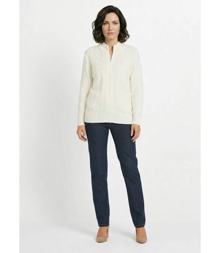 Gilet zippé chaud col montant torsades
