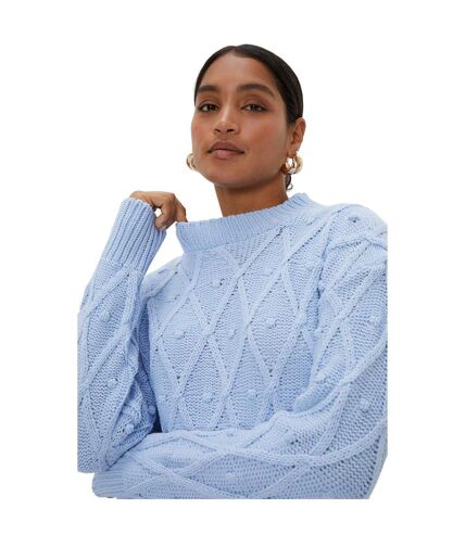 Womens/ladies bobble diamond stitch sweater light blue Dorothy Perkins