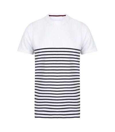 T-shirt breton adulte blanc / bleu marine Front Row