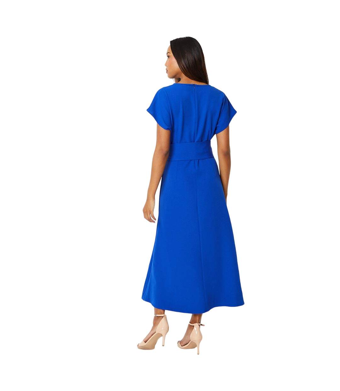 Womens/ladies Waist Tie Midi Dress Cobalt Principles-2