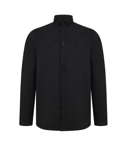 Henbury Mens Modern Long Sleeve Oxford Shirt (Black) - UTPC3834