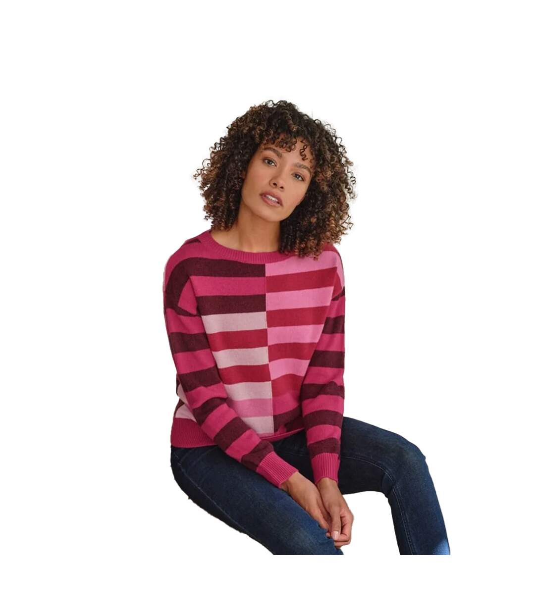 Pull Motif/style Décalé Femme Rose WoolOvers-1