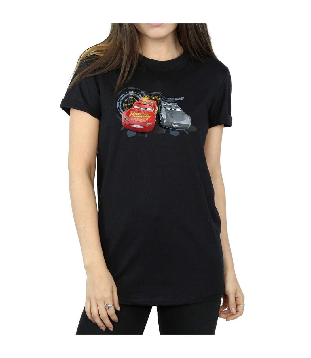 Disney - T-shirt CARS LIGHTNING VS STORM - Femme (Noir) - UTBI16157-3