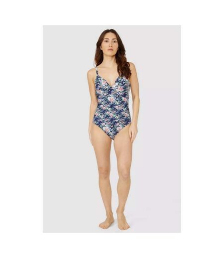 Womens/ladies floral twisted one piece swimsuit navy Debenhams