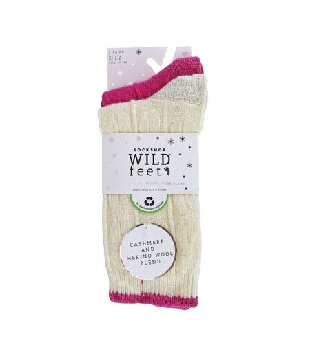 2 paires de chaussettes de lit en cachemire doux pour femme