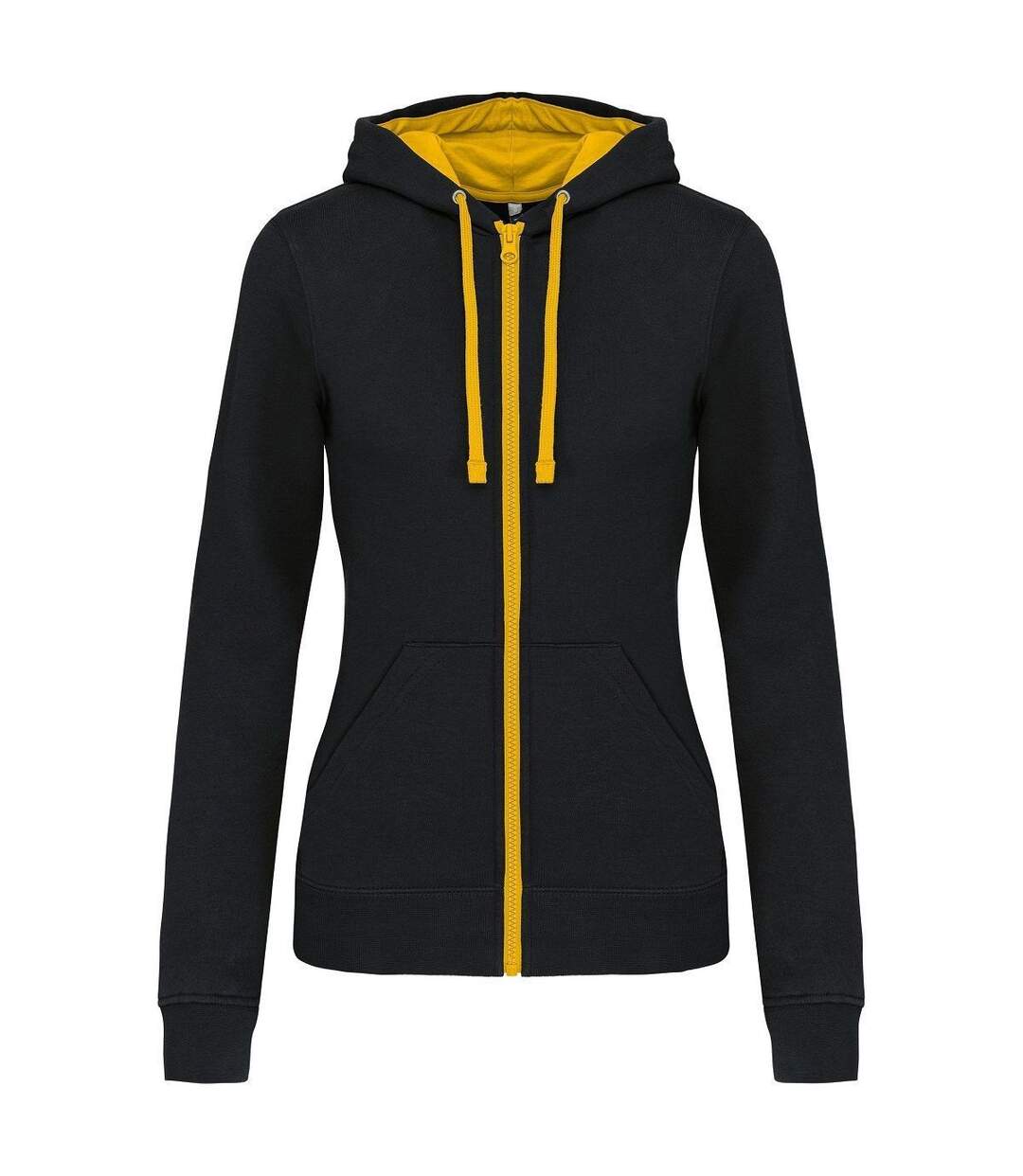 Sweat à capuche contrastée - Femme - K467 - noir et jaune