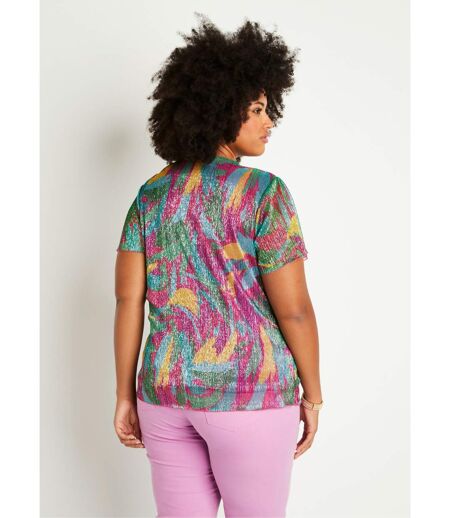 T-shirt court imprimé feuillage doré