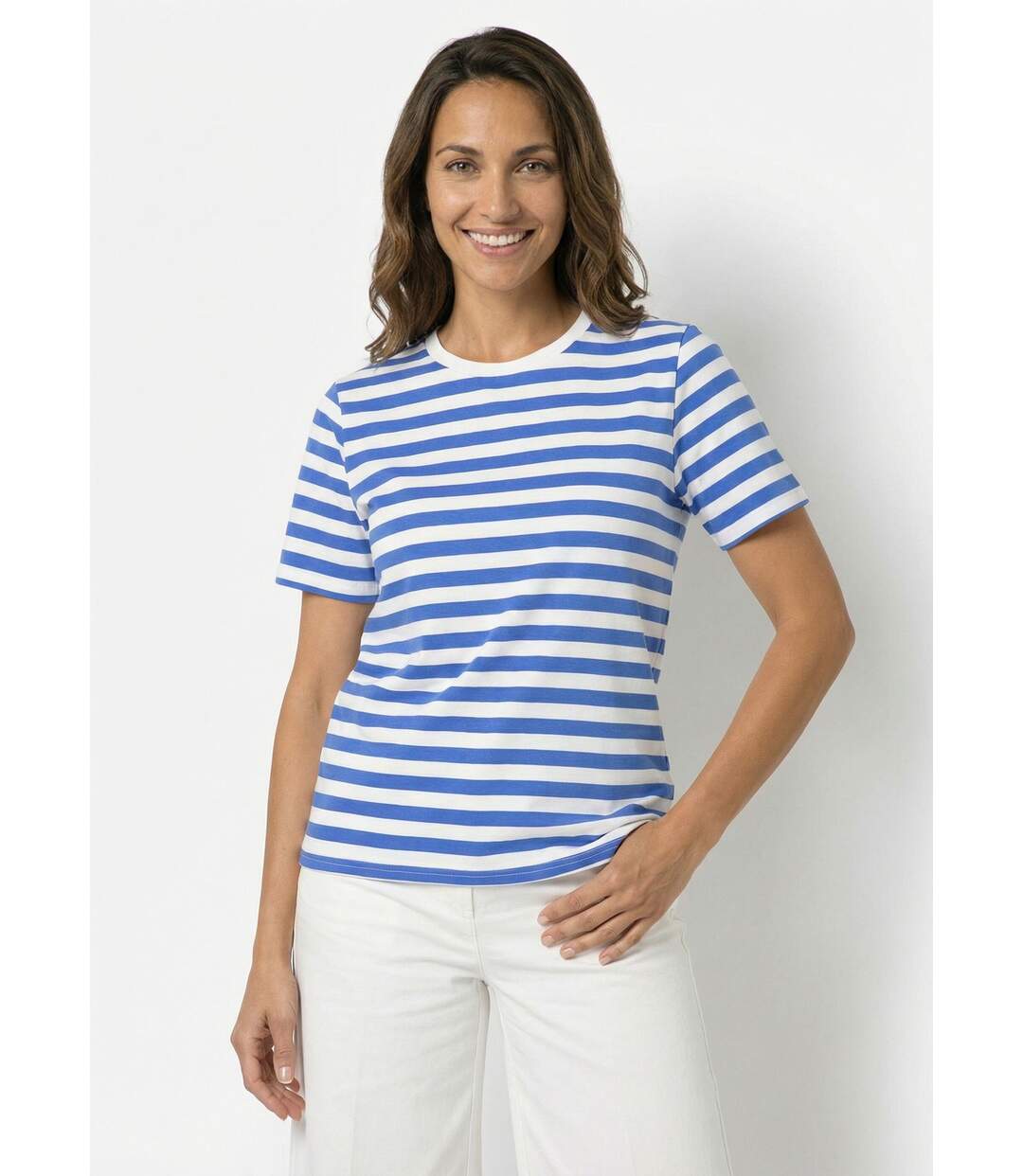 T-shirt marinière en coton stretch-1