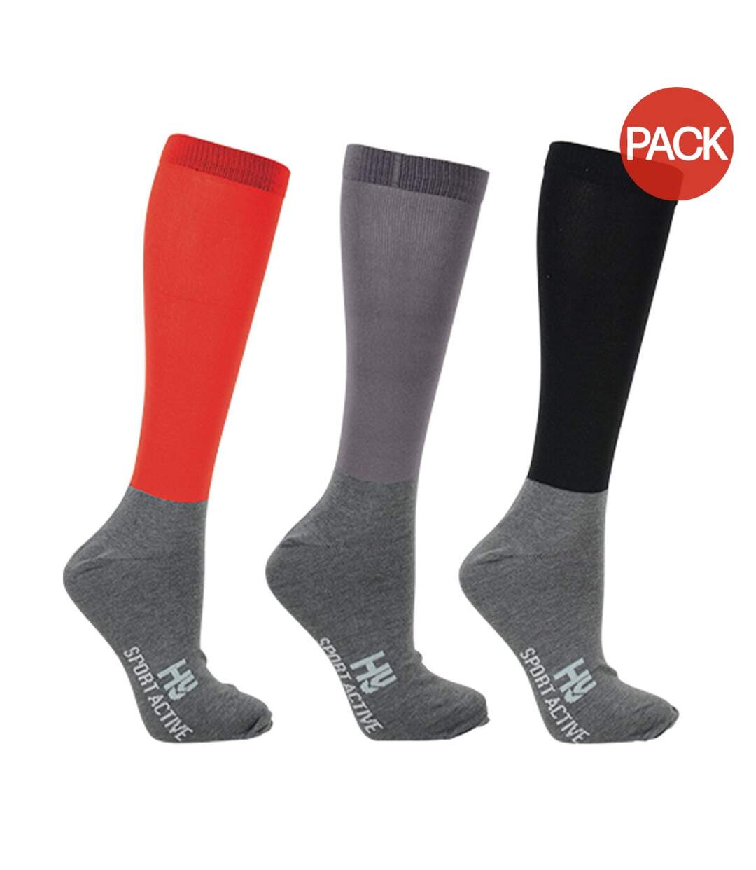 Chaussettes pour bottes adulte rouge vif / gris Hy Sport Active-1