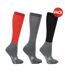 Pack of 3  Unisex adult riding boot socks  rosette/grey Hy Sport Active