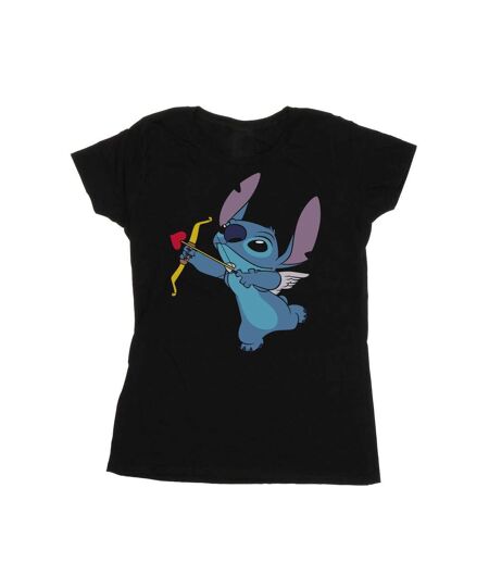 Disney T-shirt en coton Femmes/Ladies Lilo And Stitch Stitch Cupid Valentines (Noir) - UTBI25462