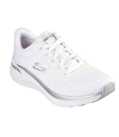 Womens/ladies Arch Fit 2.0 Glow The Distance Trainers White Silver Skechers