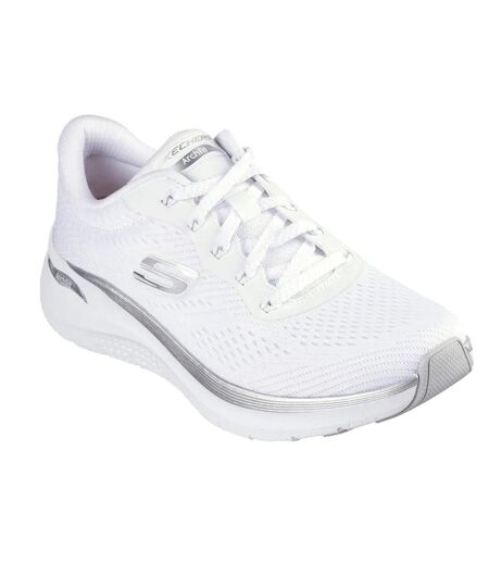 Womens/ladies Arch Fit 2.0 Glow The Distance Trainers White Silver Skechers