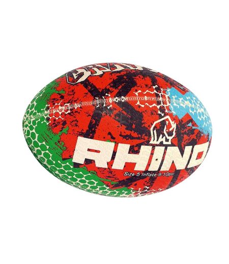Rhino - Ballon de rugby (Rouge / Bleu / Vert) (Taille 5) - UTRD3117