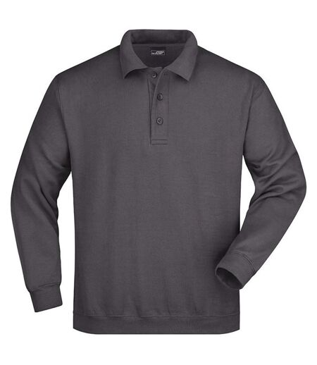 Sweat-shirt col polo - homme - JN041 - gris carbone