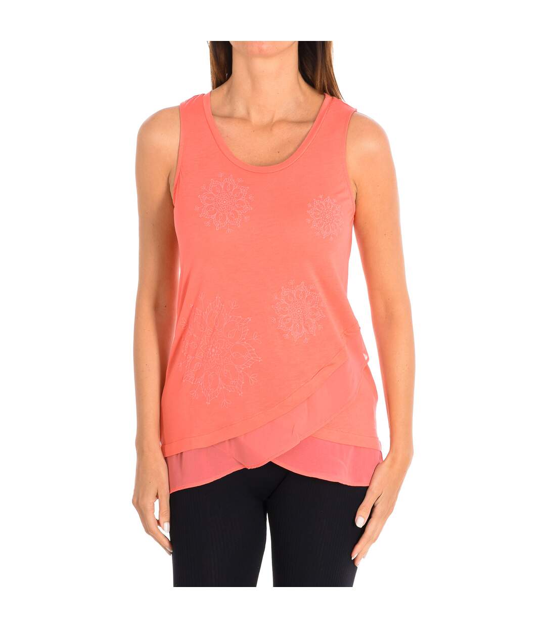 Women's wide round neck tank top 73T2EX1-1