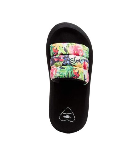 Womens/ladies splash bahama flip flops black/multicoloured Rocket Dog